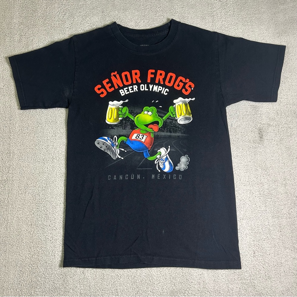 Senor Frogs Beer Olympic T Shirt Men’s Small Cancun Mexico Graphic Print